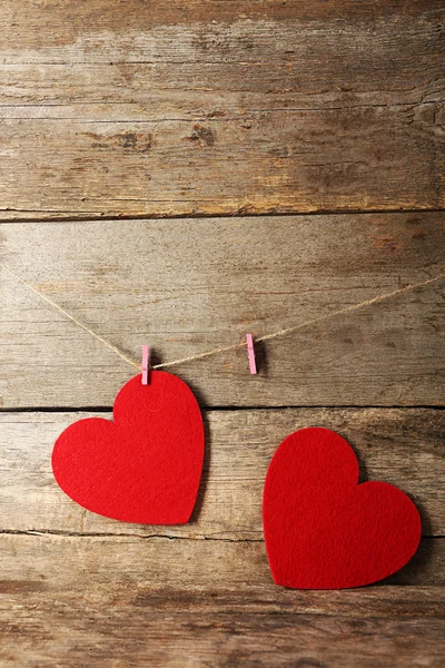 Red felt hearts — Stock Photo, Image