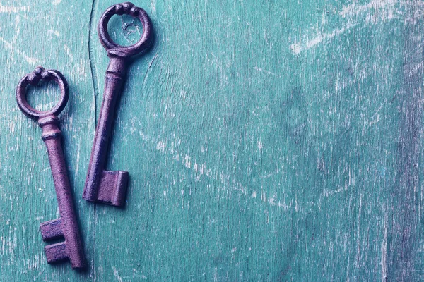 Old keys on green — Stock Photo, Image