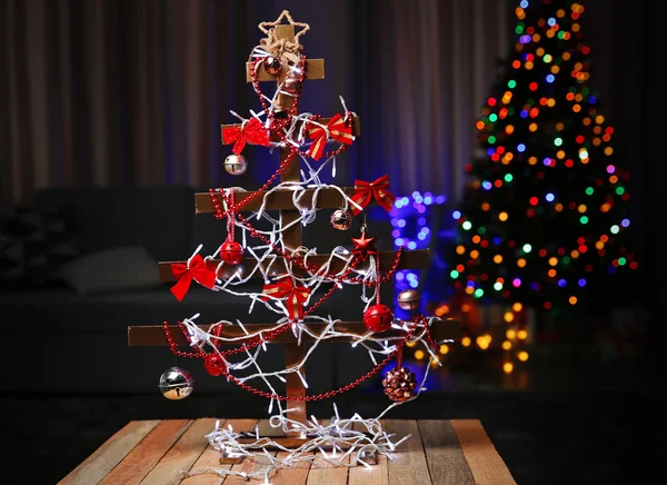 Decorated handmade Christmas tree — Stock Photo, Image