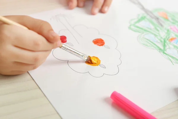 Child drawing closeup — Stock Photo, Image