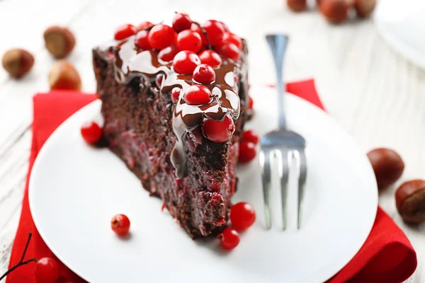 Stück Schokoladenkuchen — Stockfoto