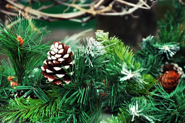 Vánoční strom jedle s kuželem — Stock fotografie