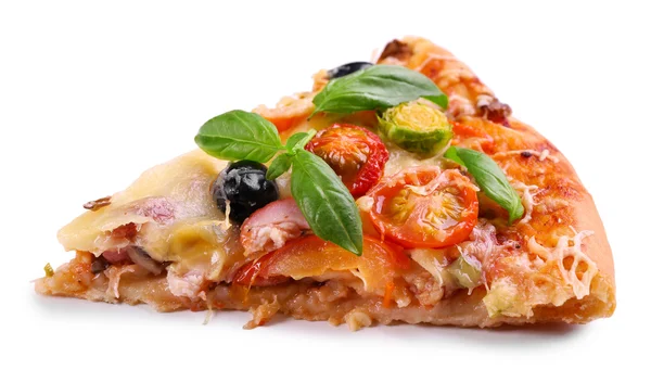 Bit av färsk pizza — Stockfoto