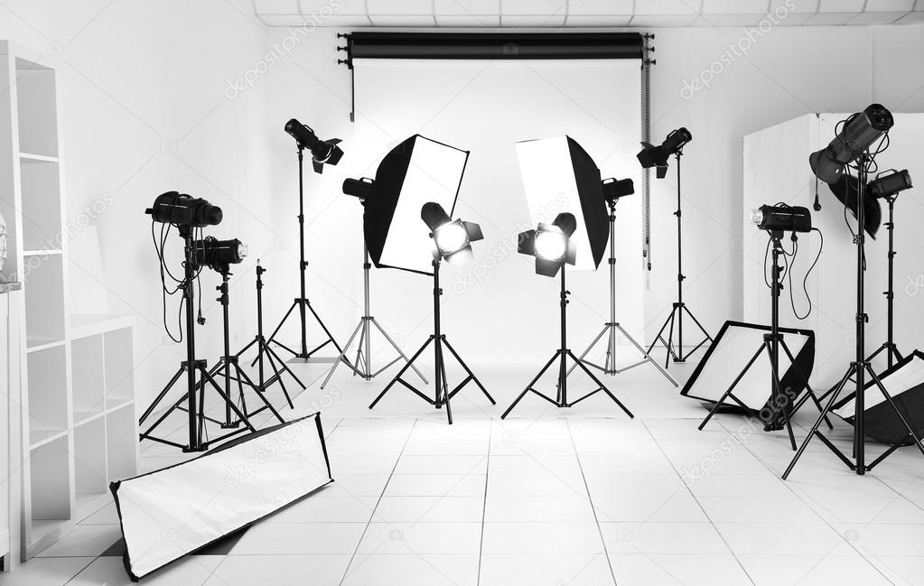 Photo studio with lighting equipment