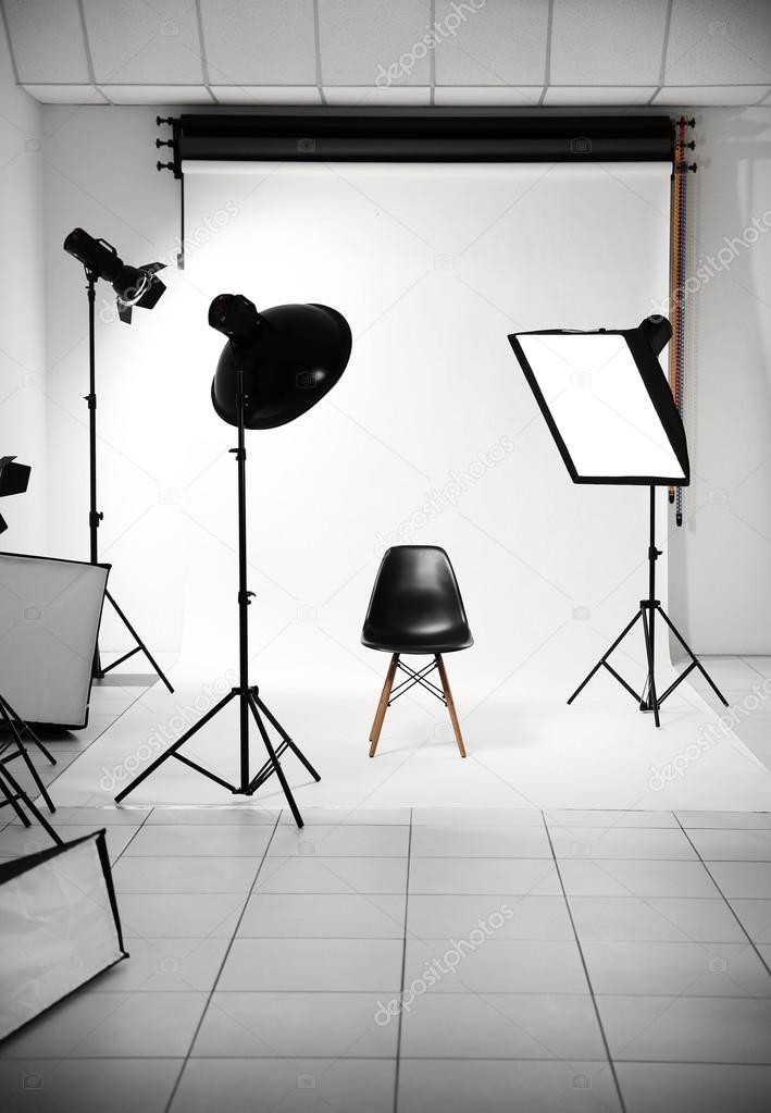 Photo studio with lighting equipment