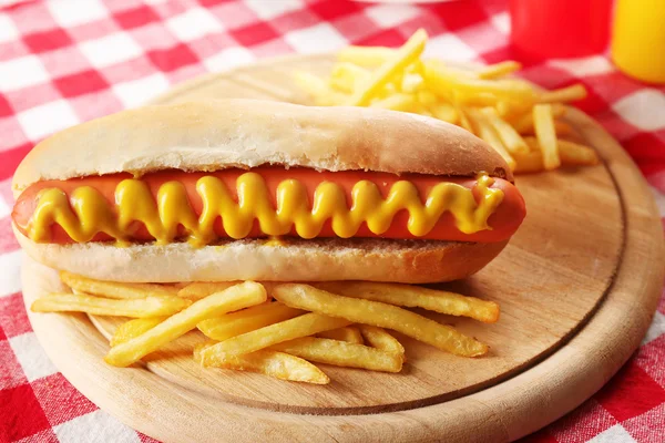 Hot dog s smažené brambory — Stock fotografie