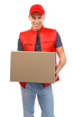 Genç hhandsome teslimatçı