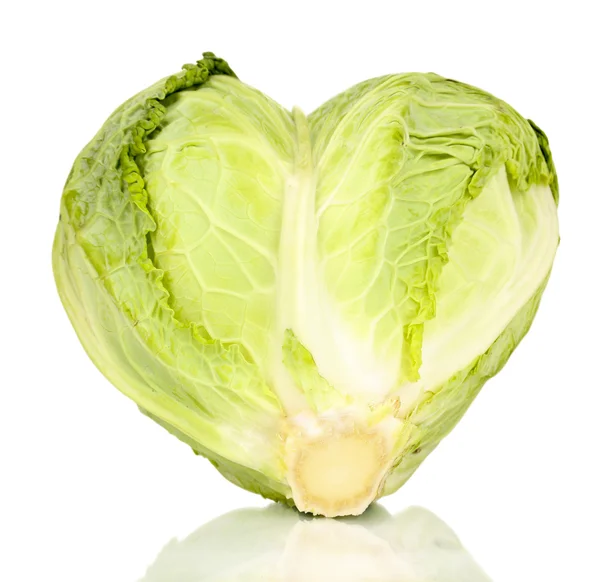 Fresh cabbage in heart shape isolated on white — Stock Photo, Image