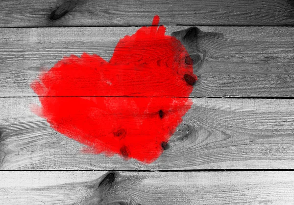 벽에 그려진 붉은 심장 — 스톡 사진