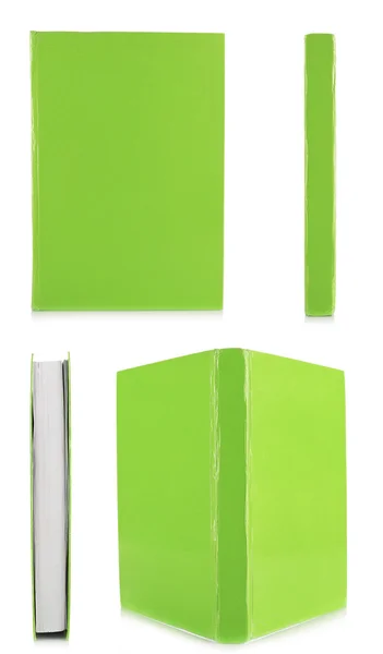 Livros verdes isolados em branco — Fotografia de Stock