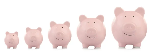Roze keramische piggy banks — Stockfoto