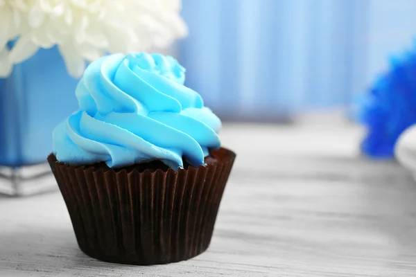 Close-up van blauwe cupcake — Stockfoto