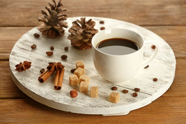 Cup with sugar and cinnamon — Stock Photo, Image