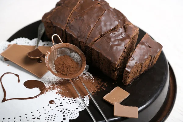 Gâteau tranché au chocolat — Photo