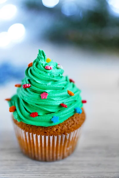 Cupcake de Noël avec des lumières — Photo