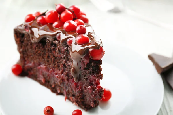 Chocolate cake with cranberries — Stock Photo, Image