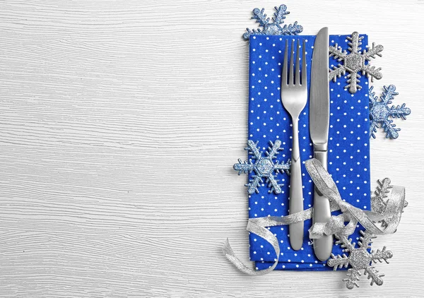 Christmas serving cutlery — Stock Photo, Image