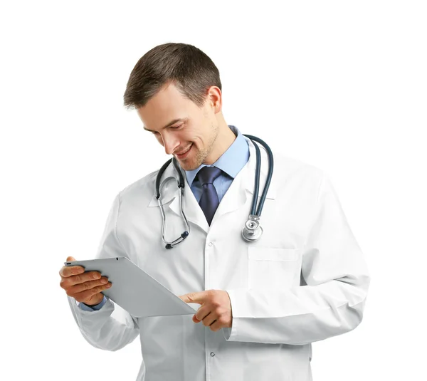 Doctor with tablet isolated Royalty Free Stock Photos