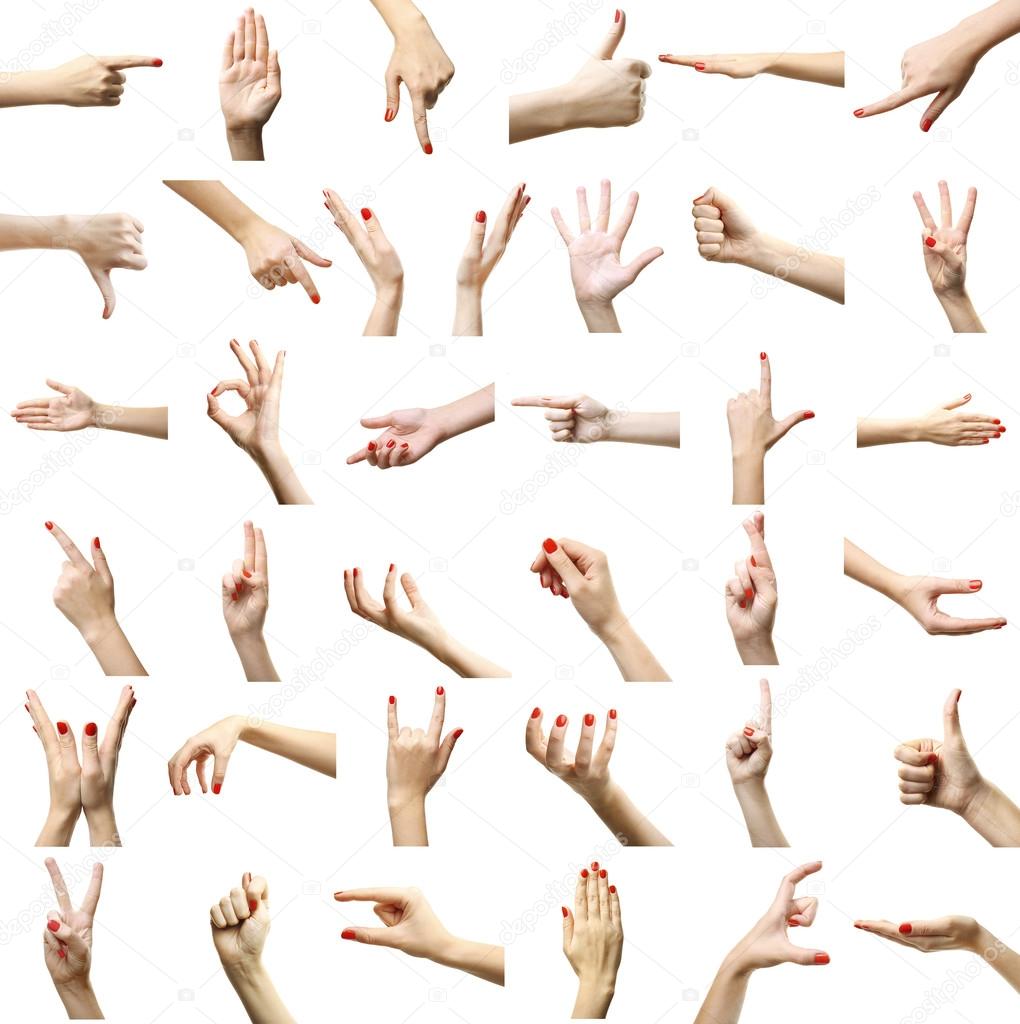 Set of female hands gestures