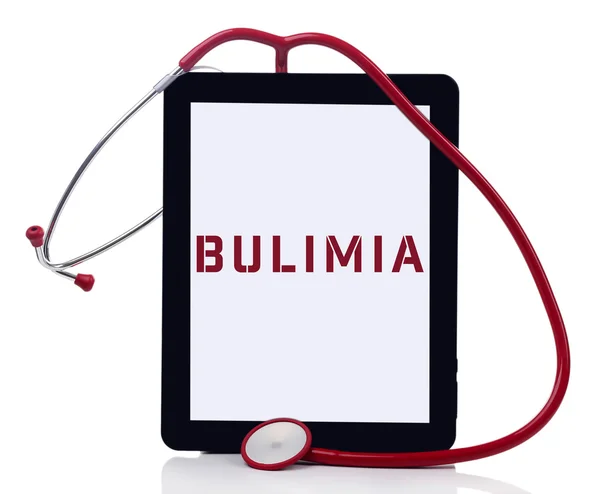 Tablet pc a slovo bulimie — Stock fotografie