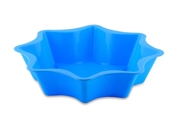 Modrý Silikonový Košíček Nebo Forma Muffinu Izolované Bílém Pozadí Dort — Stock fotografie