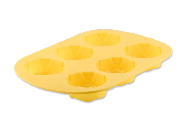 Amarelo Rosa Cupcake Silicone Forma Muffin Isolado Fundo Branco Copo — Fotografia de Stock