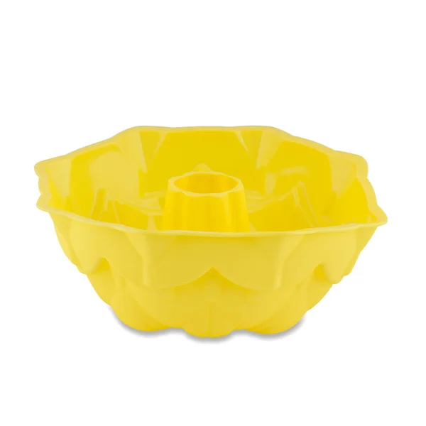 Muffin Silicone Jaune Isolé Sur Fond Blanc Coupe Gâteau Moule — Photo