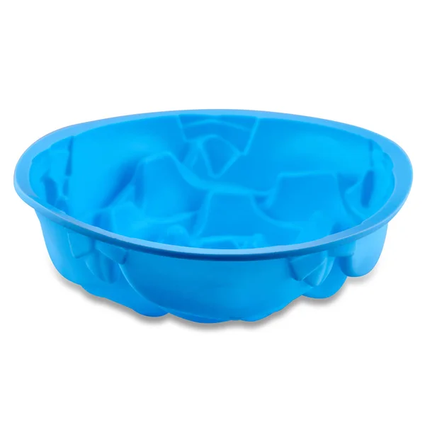 Cupcake Silicone Bleu Forme Muffin Isolé Sur Fond Blanc Coupe — Photo