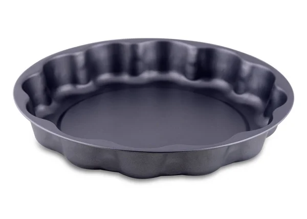 蛋糕形状独立于白色背景 复制空间 咖啡杯 金属模子 烘焙器皿 — 图库照片
