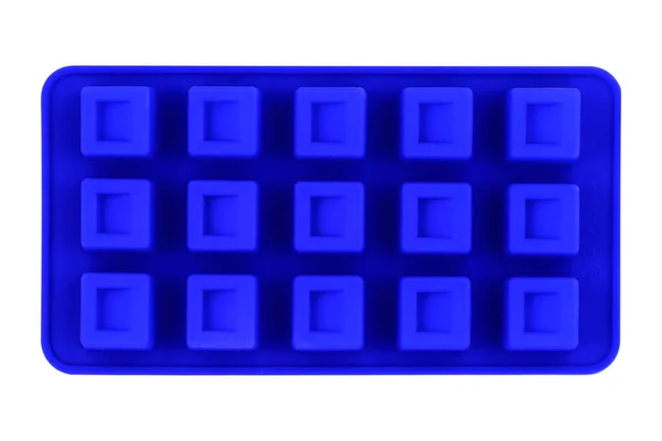 Modrá Silikonová Forma Izolovaná Bílém Pozadí Cukroví Silikonová Plíseň Pečivo — Stock fotografie
