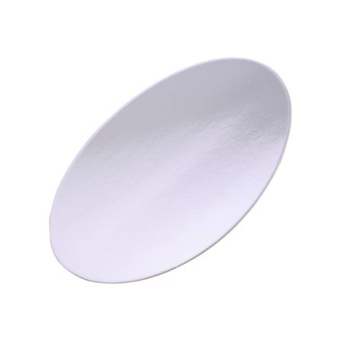 Beyaz arka planda izole edilmiş gümüş bardak altlıkları, kopyalama alanı. Kesme yolu