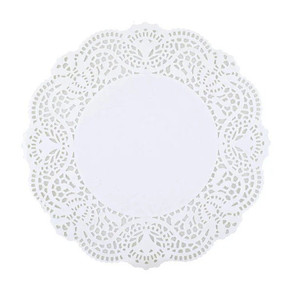 White Doily Isolated White Background Copy Space Clipping Path — Stock Photo, Image