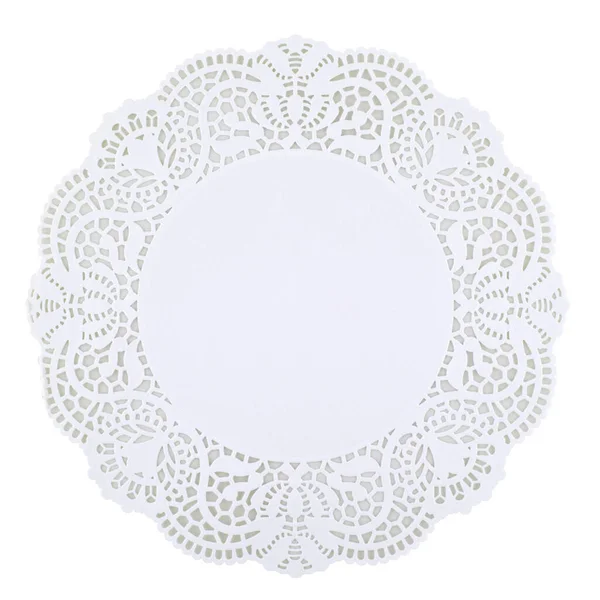 White Doily Isolated White Background Copy Space Clipping Path — Stock Photo, Image