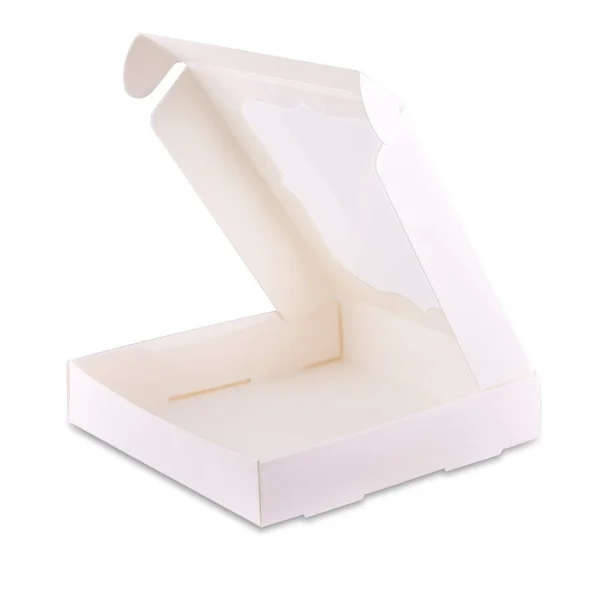 Boîte Emballage Gâteau Papier Blanc Espace Copie — Photo