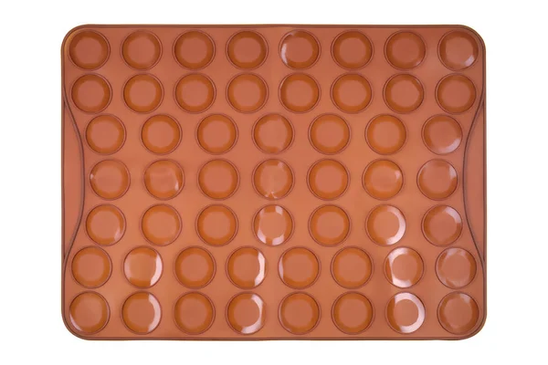 Tapis Cuisson Silicone Brun Pour Macarons Isolés Sur Fond Blanc — Photo