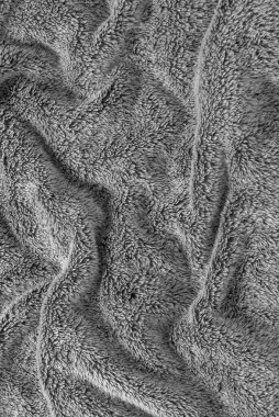 Gri yün halı dokusu arka plan, kopyalama alanı. Nihai gri. 2021 yılının rengi. Üst manzara, düz uzanma