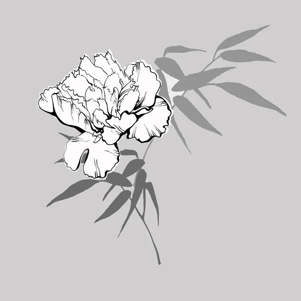 Virágmintás Bazsarózsa Virágok Bambuszlevelekkel Kézzel Rajzolt Vázlat Stílus Vektor Illusztráció — Stock Vector