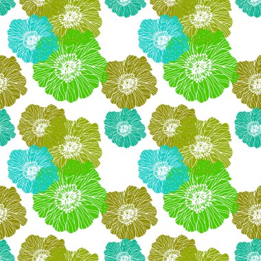 Çiçeksiz desenli, elinde gelincik çiçekleri olan. Beyaz 'ın renkli bir çizimi. Kağıt, tekstil, duvar kağıdı ve ambalaj için.