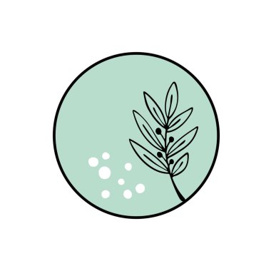 Sosyal medya kapak simgeleri. Çiçek yaprağı bilgisi yeşilde. Romantik bitkiler daire içinde.