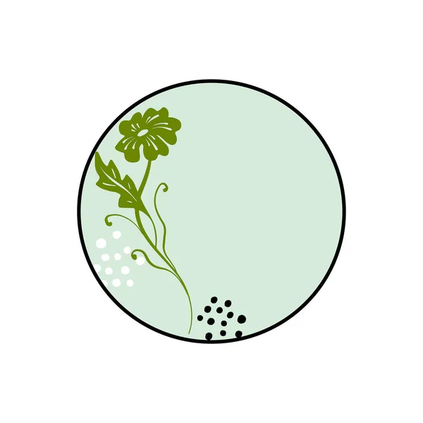 Абстрактні Квіти Маківки Колі Чорно Біла Лінія Зеленому Фоні Векторні — стоковий вектор