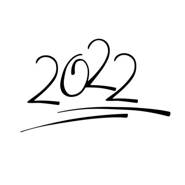 Mutlu yıllar 2022. El çizimi taslak tarzı. Beyaz arkaplanda vektör illüstrasyonu.