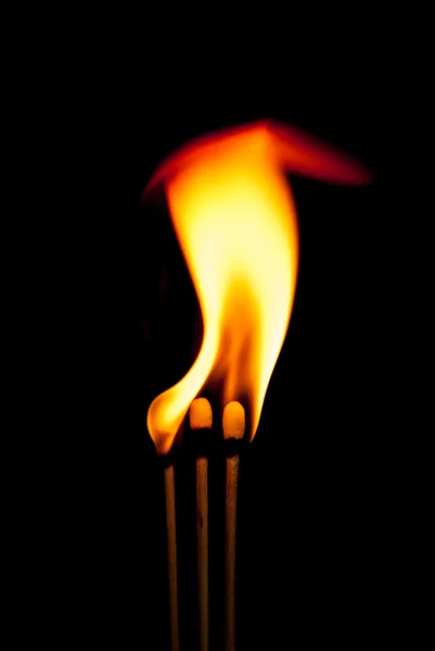 Background with m Fire flames on black background — Stock Photo, Image