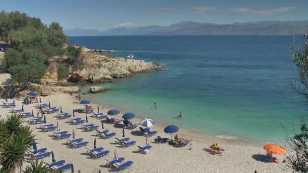希腊科孚岛上美丽的海滩 — 图库视频影像