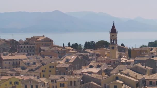 Panorama Hlavního Města Korfu Pohled Staré Město Starou Pevnost Řecko — Stock video