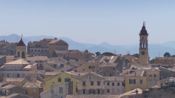 Panorama Hlavního Města Korfu Pohled Staré Město Starou Pevnost Řecko — Stock video