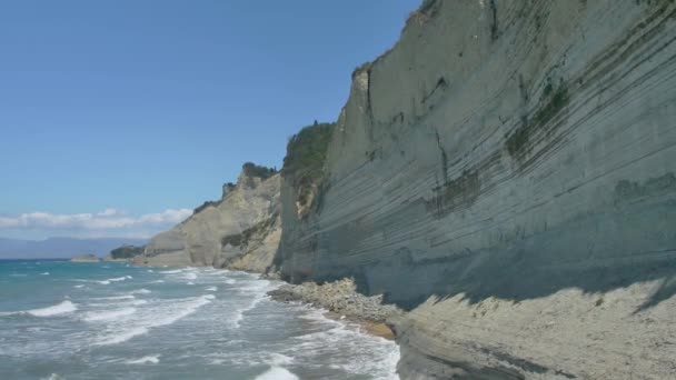 Береговая Линия Корфу Высокие Скалы Севере Острова Греция — стоковое видео
