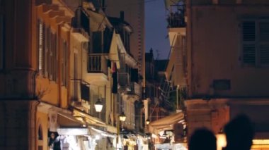 Korfu Kasabası sokakları, Korfu eski kentinin mimarisi, Yunanistan.