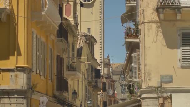 Ulice Miasta Korfu Architektura Starego Miasta Korfu Grecja — Wideo stockowe