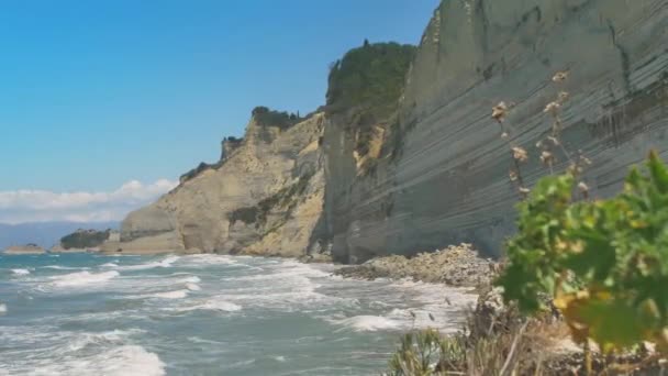 Korfu Küste Hohe Klippen Norden Einer Insel Griechenland — Stockvideo