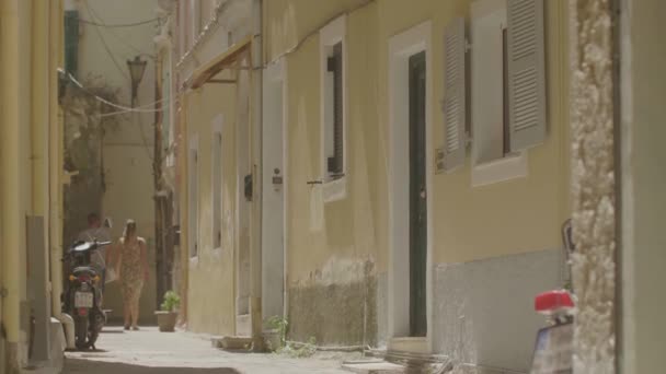 Calles Ciudad Corfú Arquitectura Del Casco Antiguo Corfú Grecia — Vídeo de stock